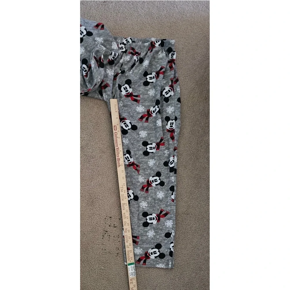 Disney Mickey Mouse Holiday Fleece Pajama Pants Grey Christmas Snowflake Mens S